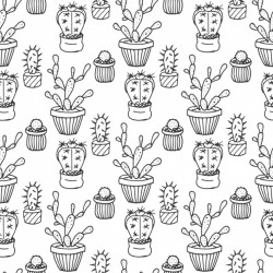 Hand drawn cactus pattern