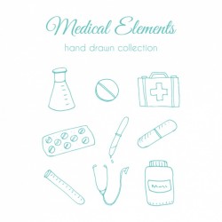 Hand drawn medical element collection