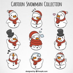 Hand drawn nice snowmen with scarf Vector | Free Download