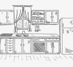 Hand-painted kitchen tidy vector