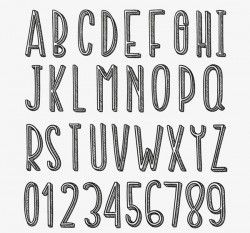 Hand-painted letters and numbers vector