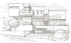Hand-painted villas vector
