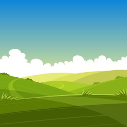 Blue sky and white clouds grass landscape picture