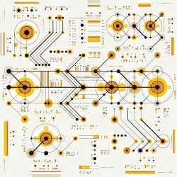 Industrial with technology drawing template vector 02