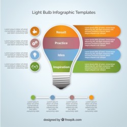 Infographic template with a bulb light and four phases