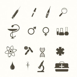 Medical icons, black and white