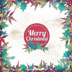 Merry christmas background with pretty leaves watercolor Vector | Free Download