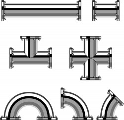 Metal pipes parts background vector