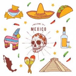 Mexican elements collection Vector | Free Download