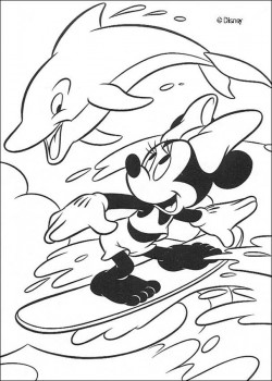 Mickey Mouse coloring pages – Minnie Mouse with the dolphin