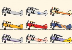 Minimalist Biplane Icon Set