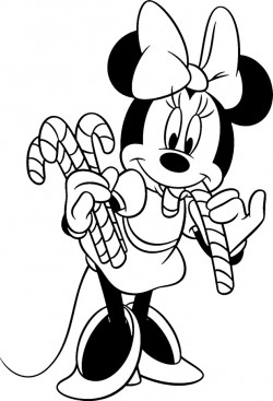 Minnie Mouse Eat Candy Cane Christmas Coloring Pages For Kids