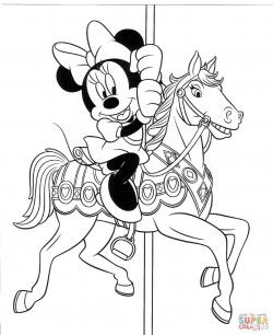 Minnie On A Toy Horse | Super Coloring
