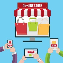 Mobile consumer shopping chart vector