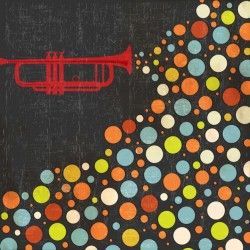 Music background with trumpet and balls