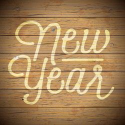 New year with wooden background vectors
