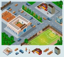 Overlooking the city building vector
