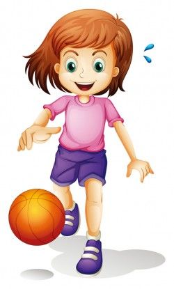 Playing basketball cartoon girl vector