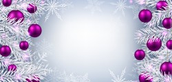 Purple christmas ball with tree branches vector card