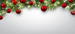 Red christmas ball with pine branch vector card