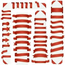 Red ribbon banners vectors 01