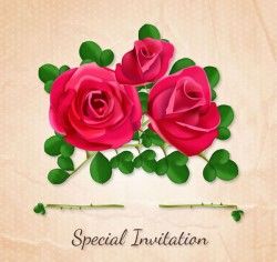Red Rose invitation card vector