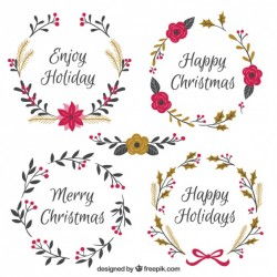 Retro floral wreaths pack