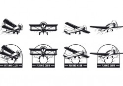 Set Of Biplane Vector