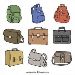 Set of briefcases and backpacks