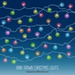 Set of hand-drawn colored christmas lights
