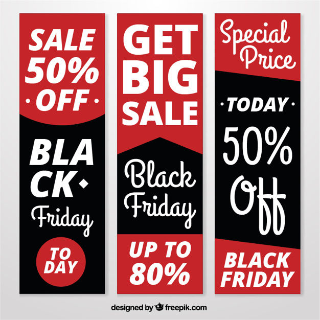 Set of modern banners with interesting black friday deals