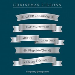 Set of silver christmas ribbons Vector | Free Download