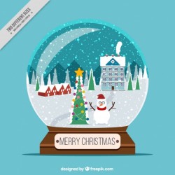 Snowglobe background with snowy landscape Vector | Free Download