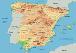 Spain physical map vector graphics