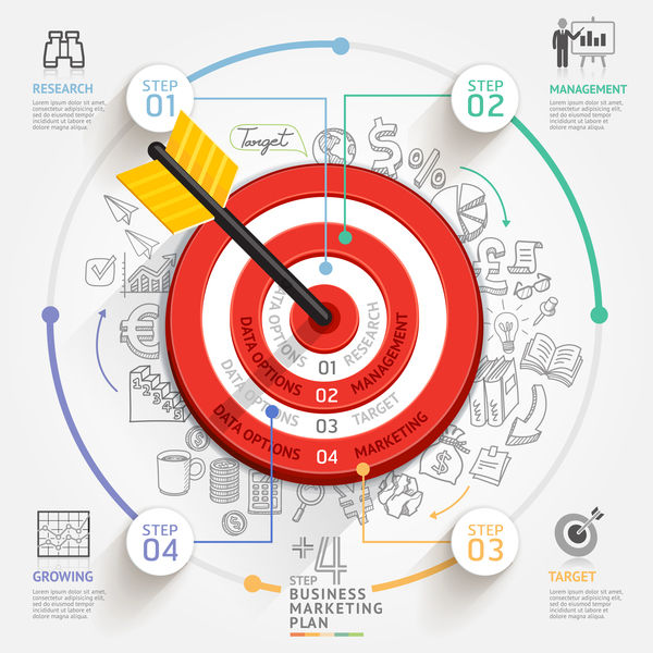 Target hit Infographics vector template 04