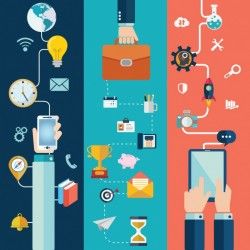 Technology with business elements in flat design