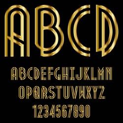 Vector shiny golden letters pictures