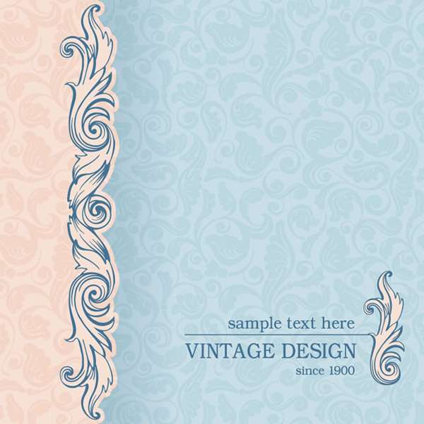 Vintage blue pattern card vector pictures
