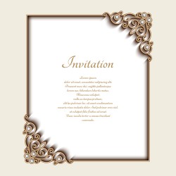 Vintage golden frames with diamond invitation vector 02