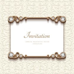 Vintage golden frames with diamond invitation vector 01
