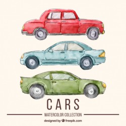 Watercolor car set