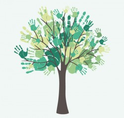 Watercolor handprint trees vector pictures