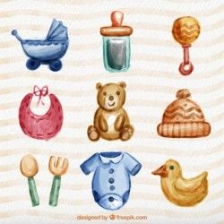 watercolor lovely baby items