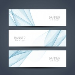 White banner with wavy shapes