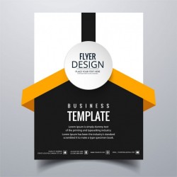 White, black and orange geometric brochure