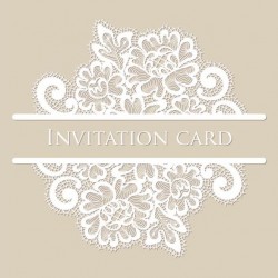 White lace invitation card vector 01