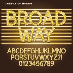Yellow light blub alphabet with number