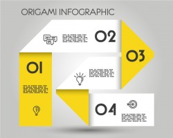 yellow origami infographic template vector