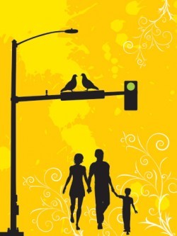 A family walk in the city Vector