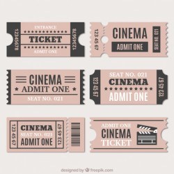 Assortment of cinema tickets in vintage style